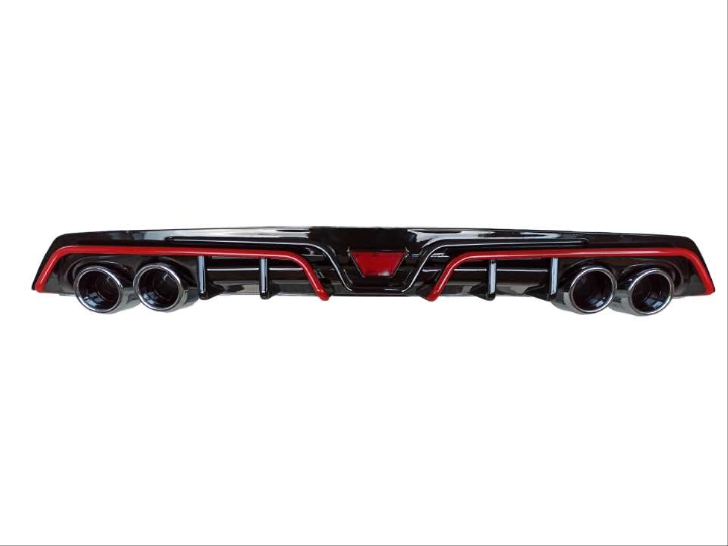FOR CIVIC 2016-2021  DIFFUSER 4 EXHAUST GLOSS BLACK (BRIGHT BLACK)  RED COLOR STRIP 