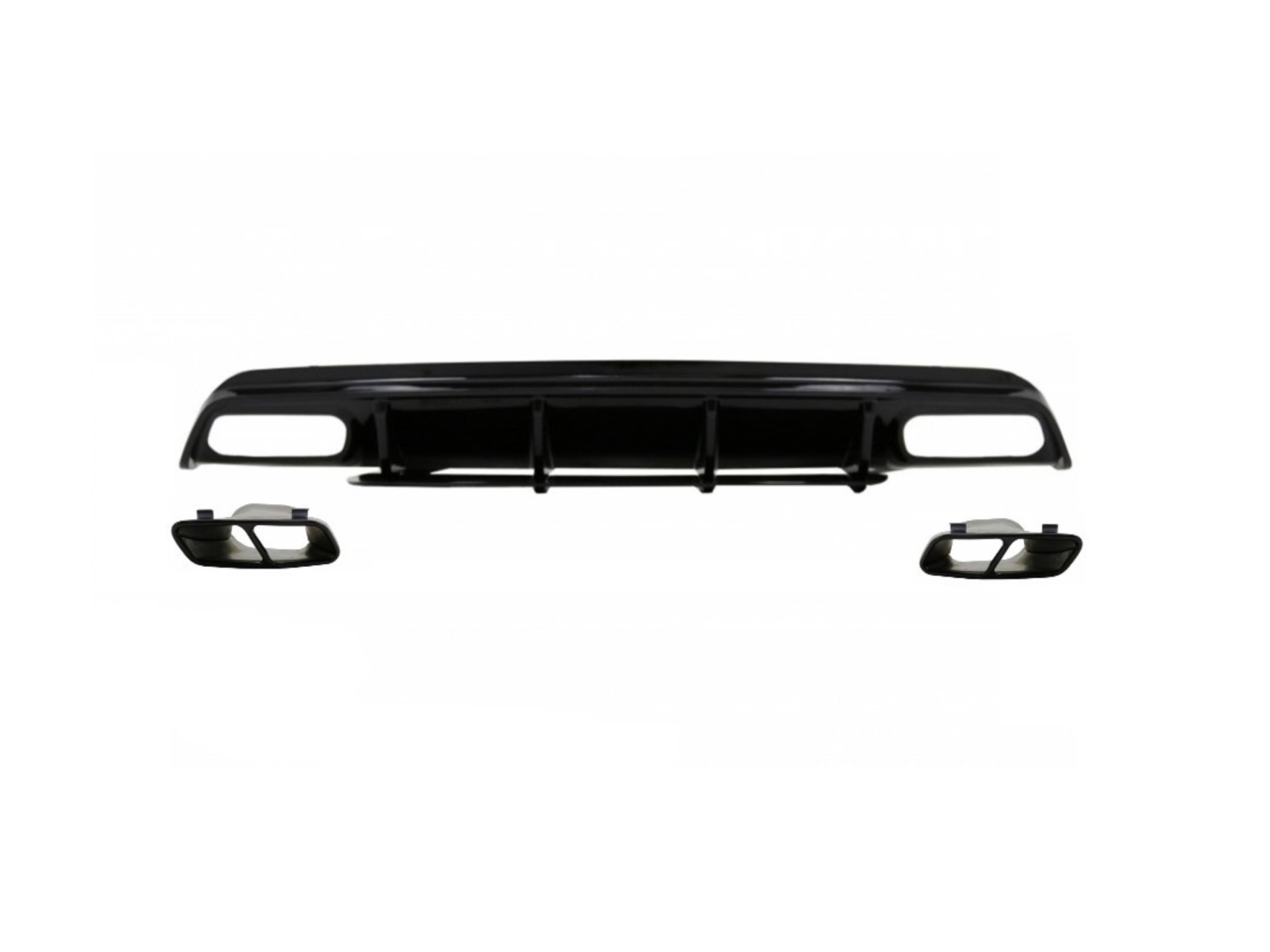 W176 16-18 A45 DIFFUSER & EXHAUST SET  (BRIGHT BLACK) - WITH BLACK EXHAUST (FOR SPORT BUMPER  )