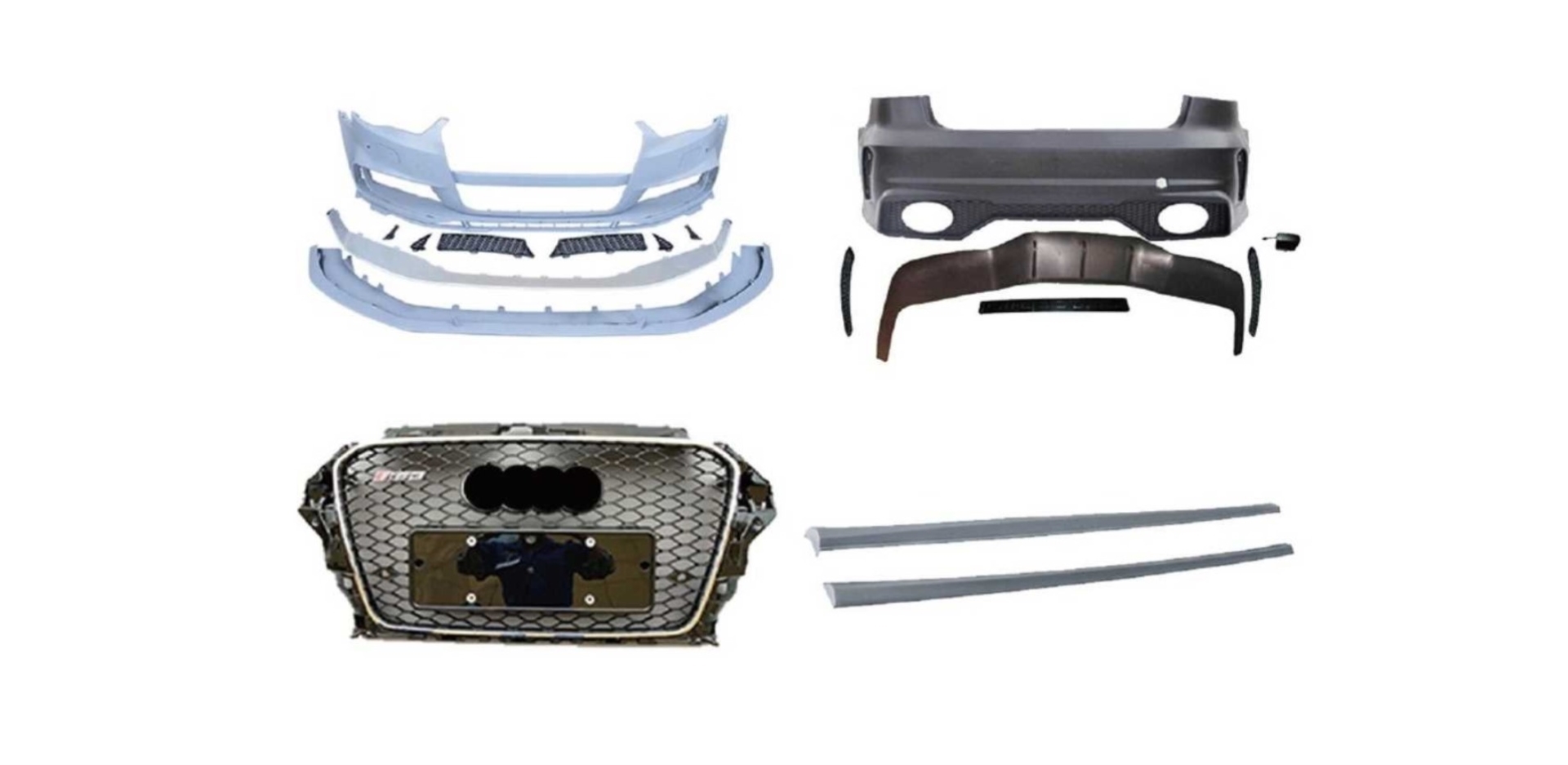  A3 2013-2016  RS3 BODY KIT ( SEDAN) - FRONT AND REAR  BUMPER &GRILLE & SIDE SKIRT  (EXHAUST )