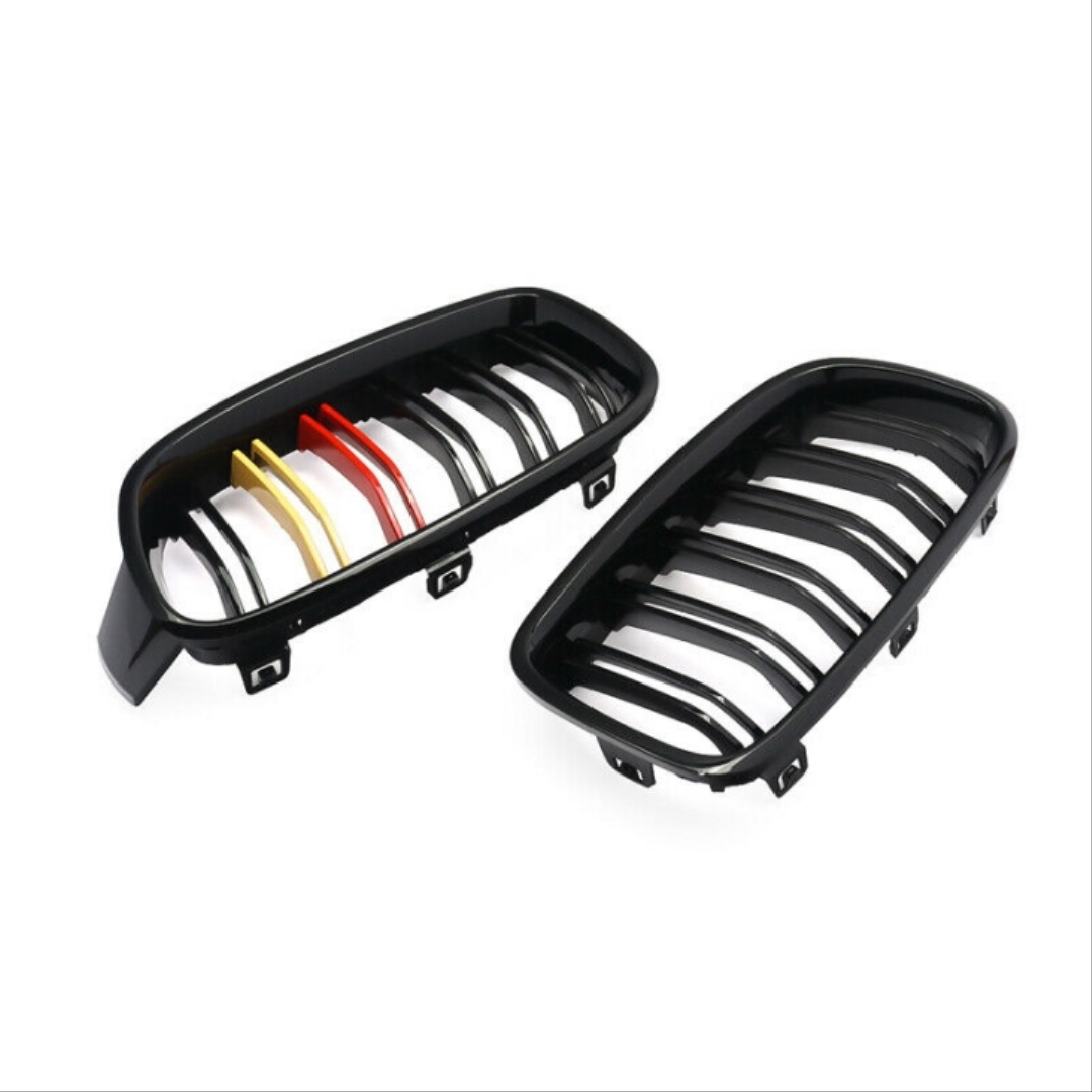 FOR 4 SERIES F32 2013-2019 M4 LOOKING GRILLE  (DOUBLE SLAT LINE   GRILLE ) GERMAN FLAG STYLE